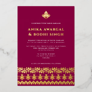Invitation En Aluminium Magnifique Mariage frontalier indien orné VRAI