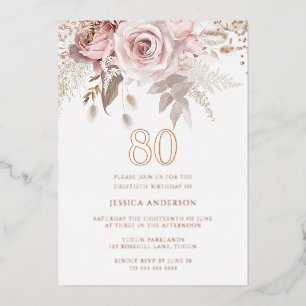 Invitation En Aluminium Magnifique Rose Poussiéreuse Blush 80e Anniversair