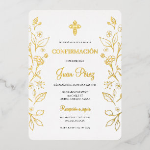 Invitation En Aluminium Maillot minimaliste or espagnol confirmation