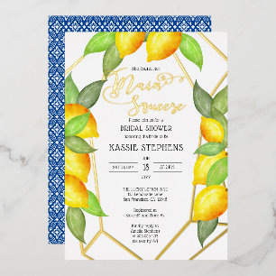 Invitation En Aluminium Main Squeeze Citrons Mariage Italien - Or