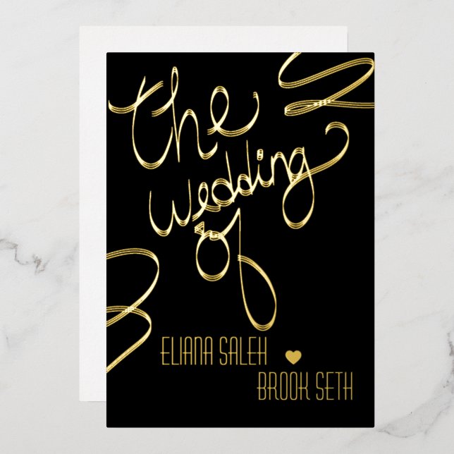 Invitation En Aluminium  main tiré Mariage pressé (Recto/Verso)