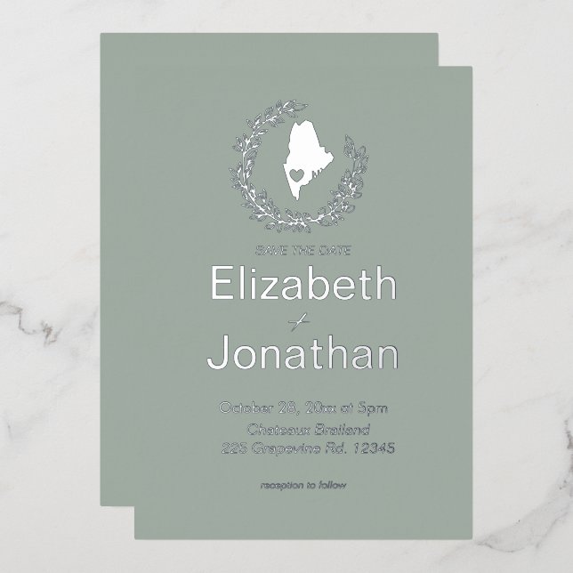 Invitation En Aluminium Maine State Silhouette Simple Destination Mariage (Recto/Verso)