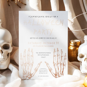 Invitation En Aluminium Mains de squelette effrayant Fête d'Halloween Rose