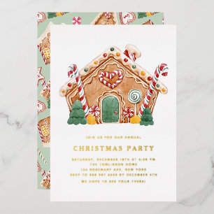 Invitation En Aluminium Maison en pain d'épices à l'aquarelle pour la fête
