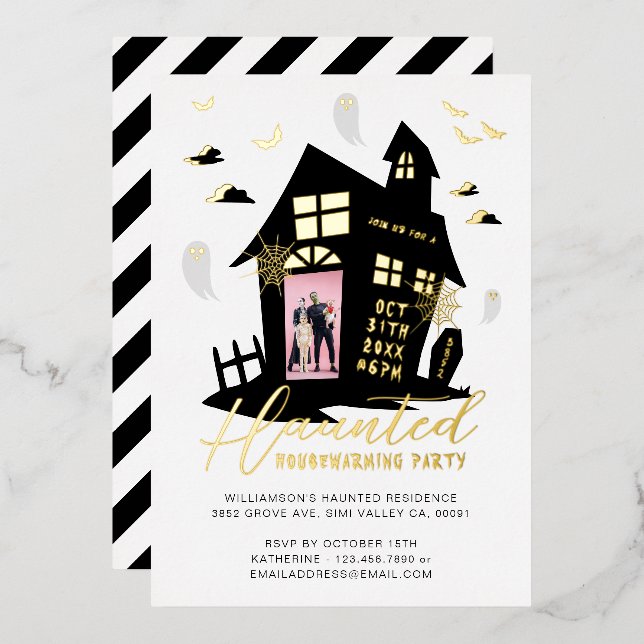 Invitation En Aluminium Maison hantée Halloween Fête du réchauffement de l (Recto/Verso)
