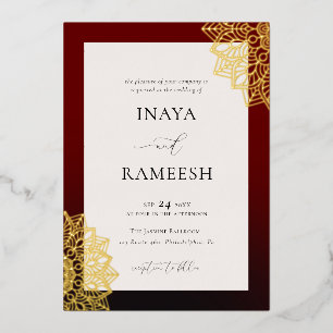 Invitation En Aluminium Mandala rouge or
