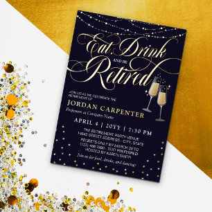 Invitation En Aluminium Manger, boire et être à la retraite Fête de retrai