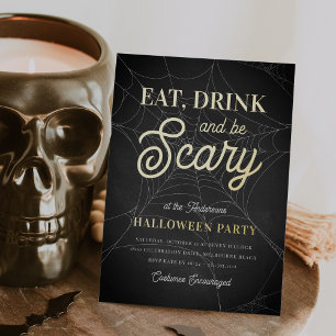 Invitation En Aluminium Mangez, Buvez et Soyez Effrayant Soirée Halloween