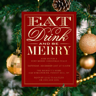 Invitation En Aluminium Mangez, buvez et soyez Joyeux Noël Festif Réel