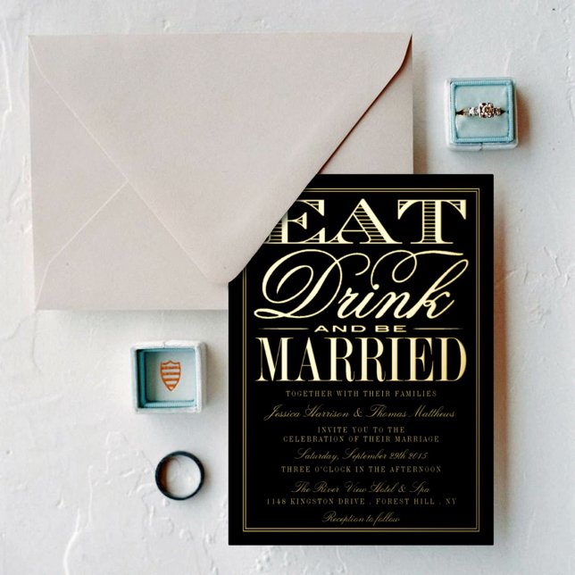 Invitation En Aluminium Mangez, buvez et soyez mariés Mariage moderne Réel (Créateur téléchargé)