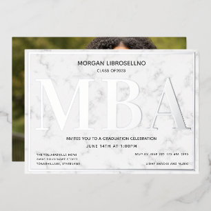 Invitation En Aluminium Marble Silver Photo MBA Graduation