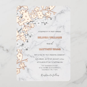 Invitation En Aluminium Marbre or rose   Cherry Blossom Mariage