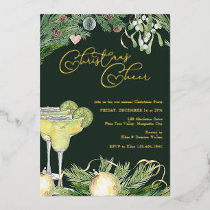 Invitation En Aluminium Margarita et Fête sous le Gui de Noël Or