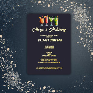 Invitation En Aluminium margs dorés classiques et douche matrimoniale