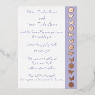 Invitation En Aluminium Marguerites et papillons en Lavande