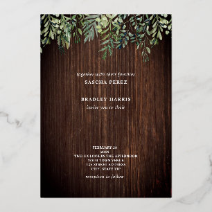 Invitation En Aluminium Mariage à cordes en bois d'écorce botanique