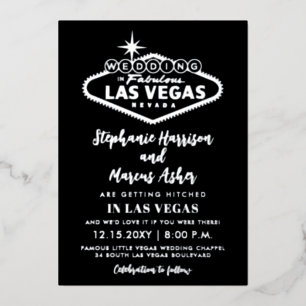 Invitation En Aluminium Mariage à Las Vegas  Info argent noir au dos de la