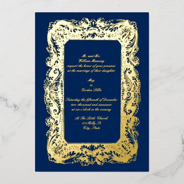 Invitation En Aluminium Mariage à l'ère victorienne antique (Recto)