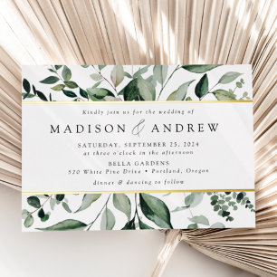 Invitation En Aluminium Mariage Abondant de Verdure Or