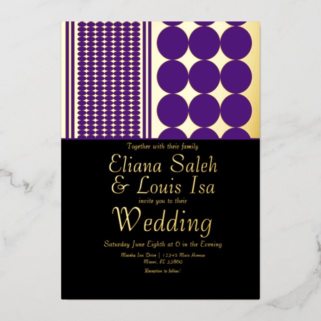 Invitation En Aluminium Mariage africain audacieux de la frontière Ankara  (Recto)
