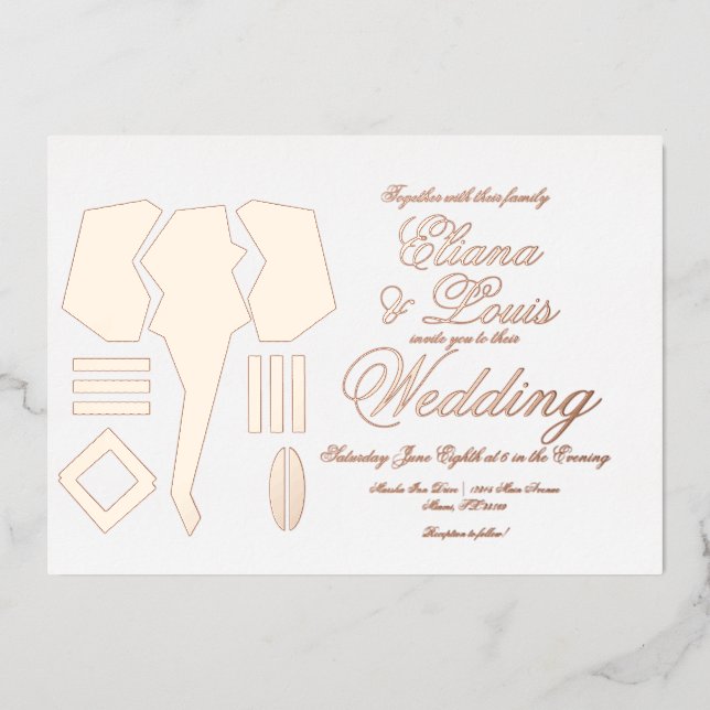 Invitation En Aluminium Mariage africain du marquage des éléphants (Recto)