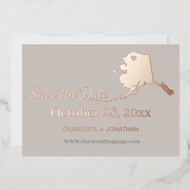 Invitation En Aluminium Mariage Alaska Enregistrer La Date Rose Or (Enveloppe)
