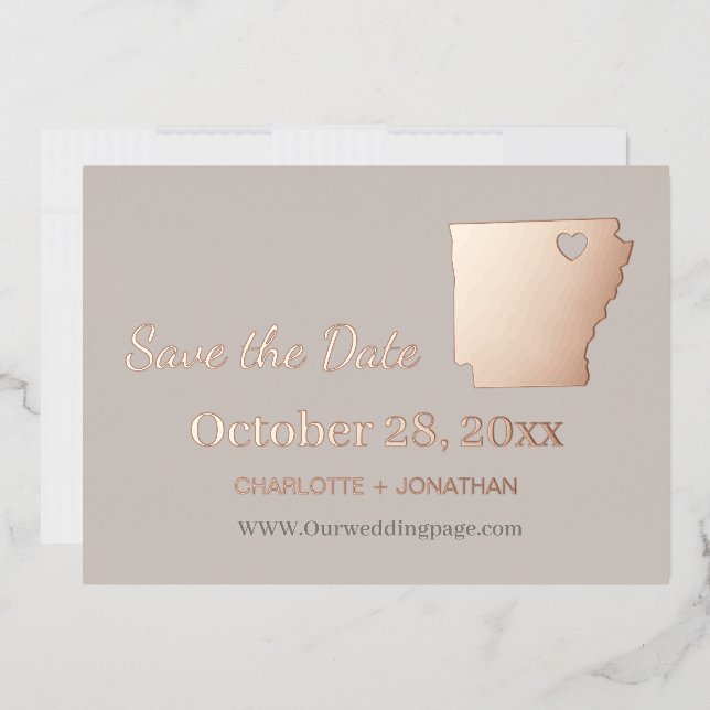 Invitation En Aluminium Mariage Arkansas Enregistrer La Date Rose Or (Enveloppe)