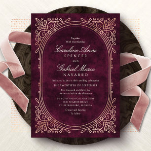 Invitation En Aluminium Mariage Art Déco au vin de Bourgogne