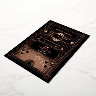 Invitation En Aluminium Mariage Art Déco élégant et sombre