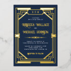 Mariage Art Déco Géométrique Vintage Bleu Nuit Or