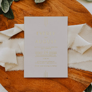 Invitation En Aluminium Mariage Art Déco Vintage EVERLY Crème et Or