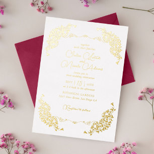 Invitation En Aluminium Mariage Artistique Botanique Floral Paisley de Lux