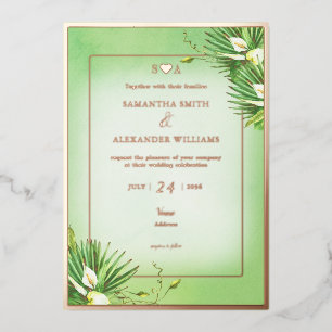 Invitation En Aluminium Mariage au jardin botanique d'été au lys calla ver