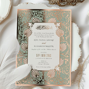 Invitation En Aluminium Mariage aux accents de feuille d'or Art Nouveau is