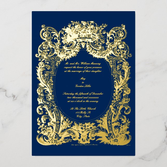 Invitation En Aluminium Mariage baroque Rococo (Recto)