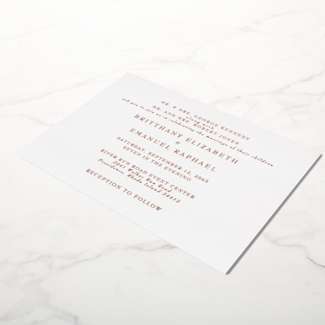 Invitation En Aluminium Mariage blanc One Venue Rose Gold Foil (Rotation)
