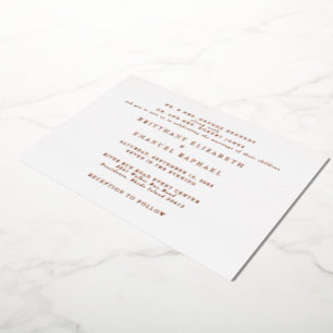 Invitation En Aluminium Mariage Blanc  Un Lieu Or Rose Feuille