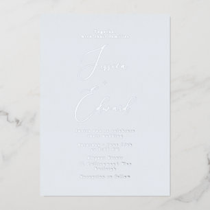Invitation En Aluminium Mariage bleu glacé et argenté