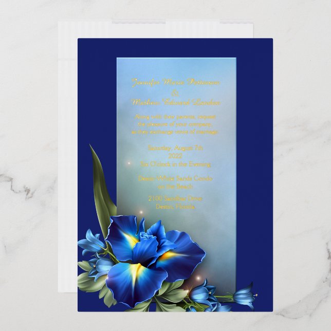 Invitation En Aluminium Mariage Blue Iris (Enveloppe)