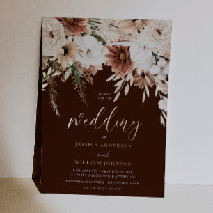 Invitation En Aluminium Mariage Bohème Floral & Or Rose