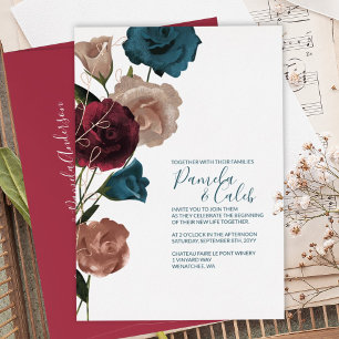 Invitation En Aluminium Mariage Bohème Rose Gold, Sarcelle, Bourgogne