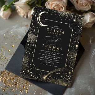 Invitation En Aluminium Mariage bohème sous le croissant de lune mystique