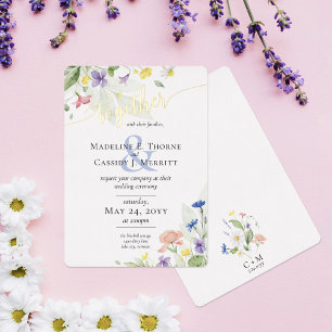 Invitation En Aluminium Mariage Boho Fleur sauvage simple et élégant