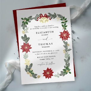 Invitation En Aluminium Mariage botanique élégant de Noël en hiver