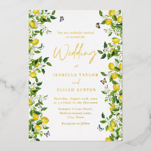 Invitation En Aluminium Mariage Botanique Estival Citron Or