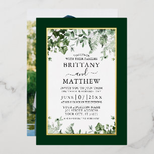 Invitation En Aluminium Mariage Botanique Ivy Sage Ferns Photo Gold