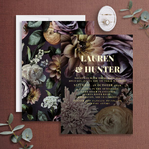 Invitation En Aluminium Mariage Botanique Moderne Foncé Violet Luxueux Dor
