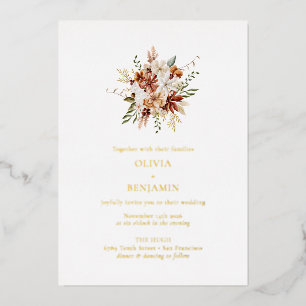 Invitation En Aluminium Mariage Bouquet Botanique Élégant Moderne de Bourg
