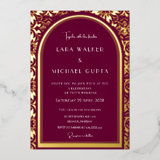 Invitation En Aluminium Mariage Bourgogne (Retro-Dotted)