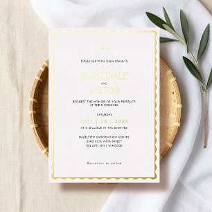 Invitation En Aluminium Mariage Cadre festonné Moderne Élégant